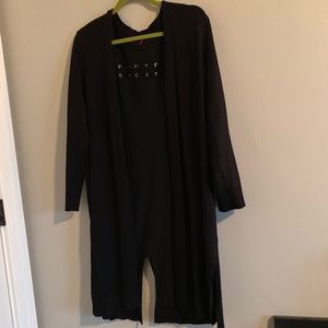 Knee length cardigan Black 1X